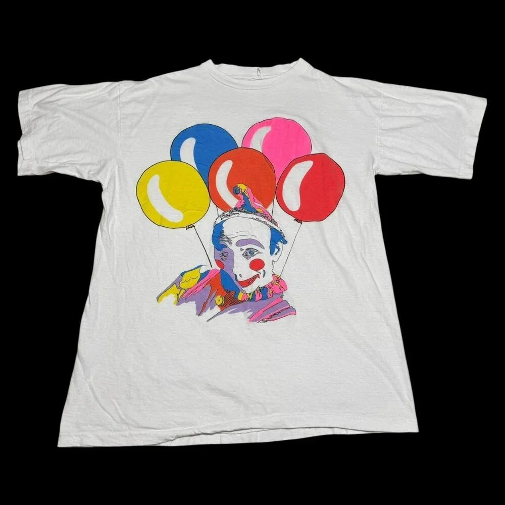 Vintage 90s Novelty Clown Balloon Multicolor Shirt Adult Large - Picture 1 of 4